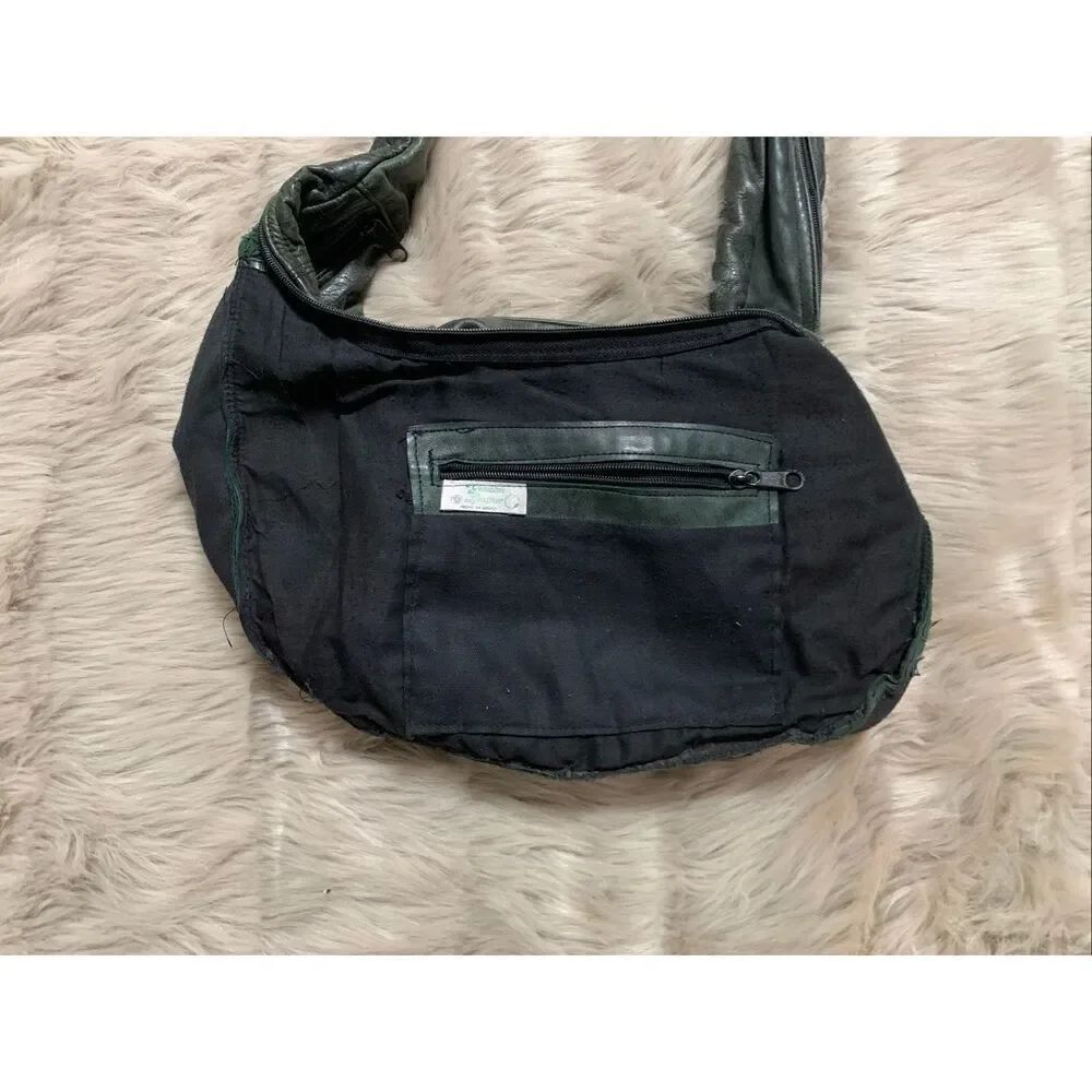 Dark green leather hobo shoulder bag purse - Picture 11 of 15